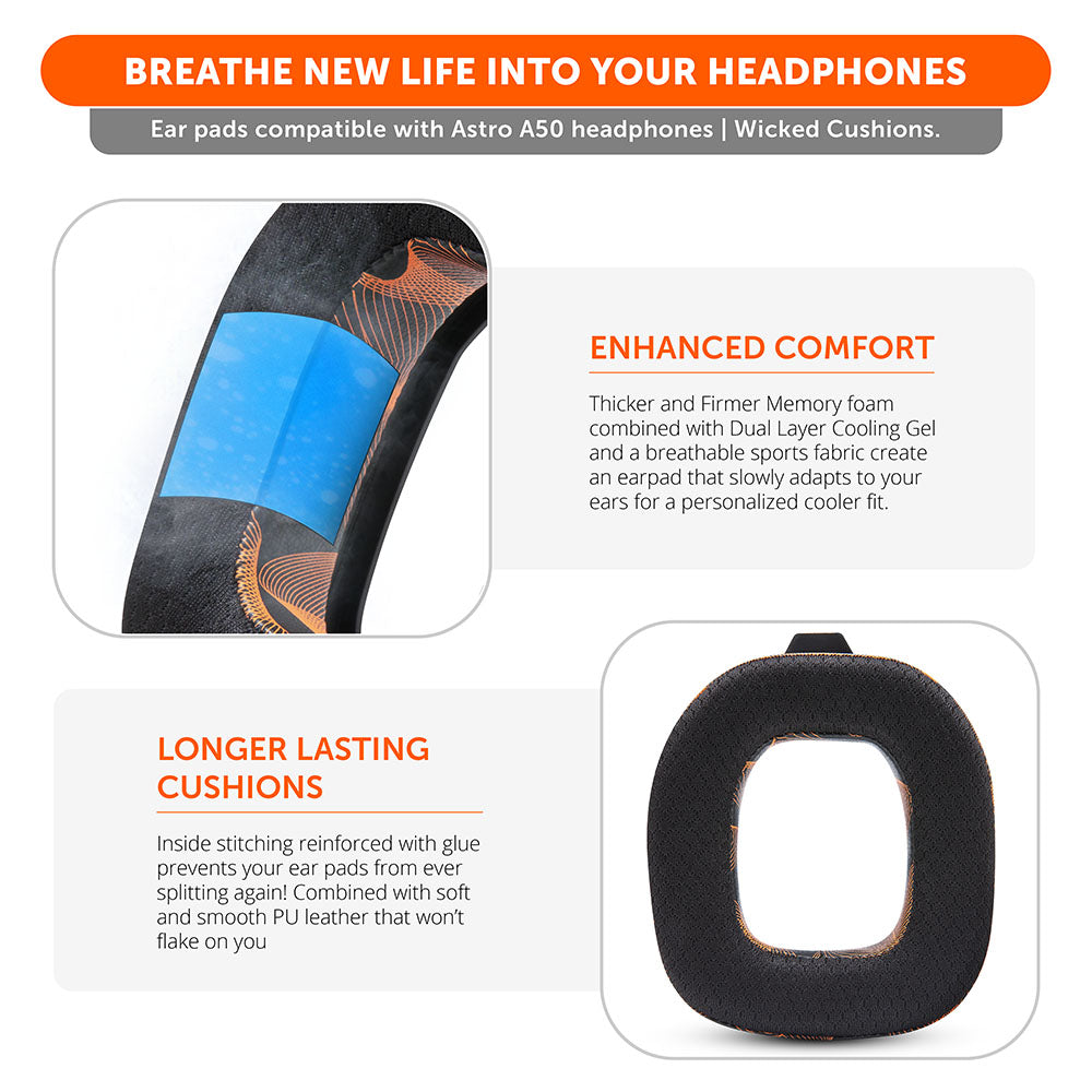Apos Audio Wicked Cushions Cooling Gel Ear Pads Astro A50 Gen 4, Gen 5 and A50X Earpads - WC FreeZe Cooling Gel