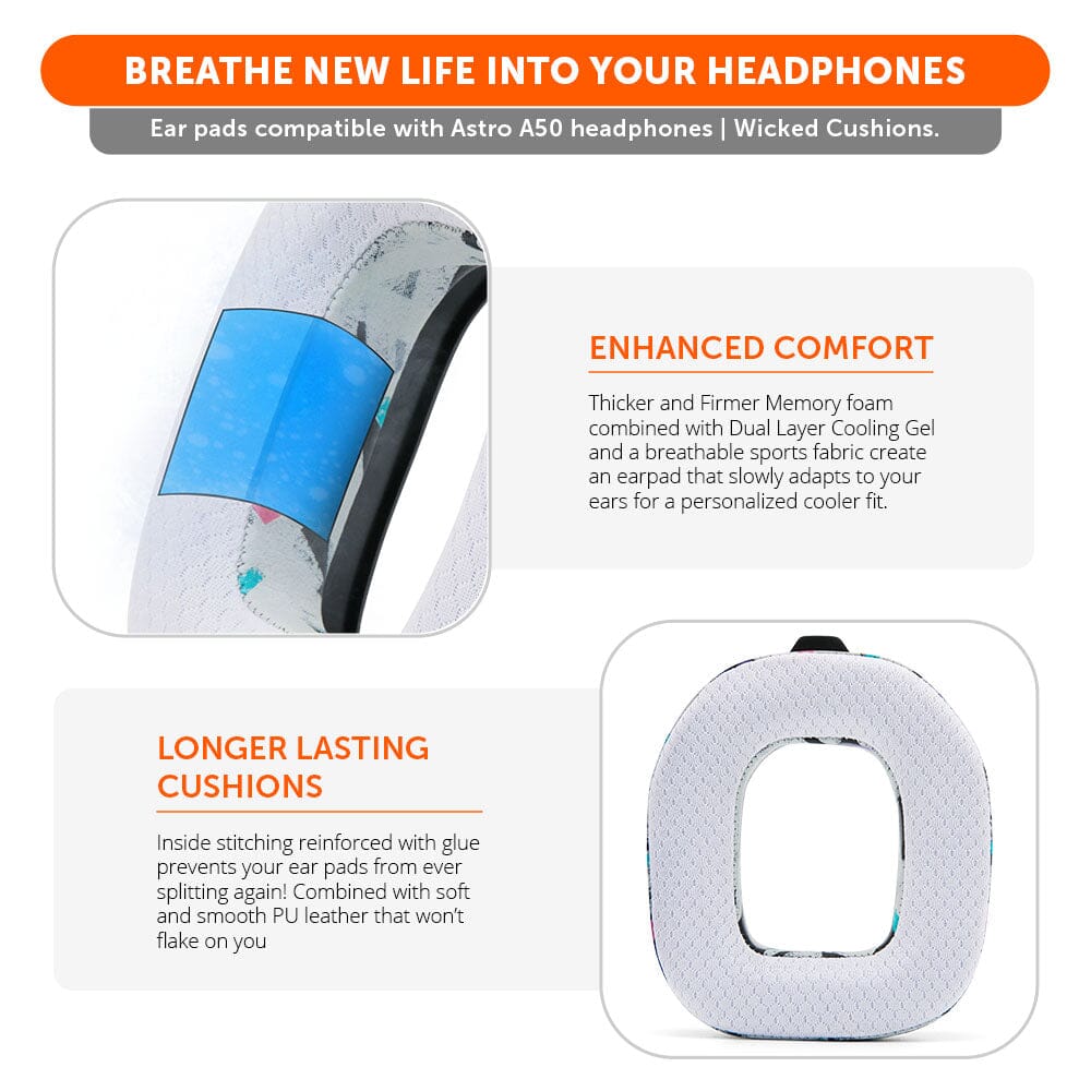 Apos Audio Wicked Cushions Cooling Gel Ear Pads Astro A50 Gen 4, Gen 5 and A50X Earpads - WC FreeZe Cooling Gel