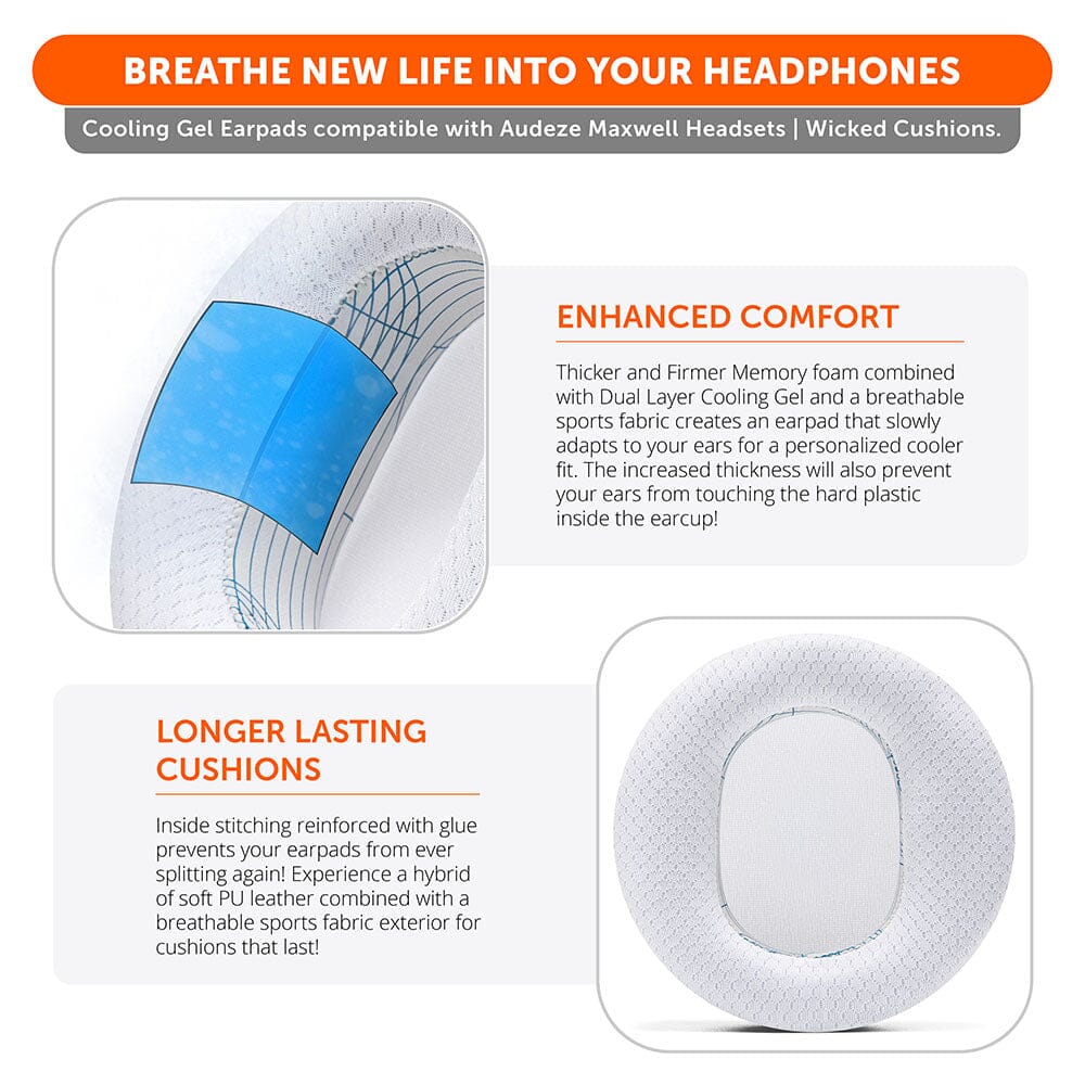 Apos Audio Wicked Cushions Cooling Gel Ear Pads Audeze Maxwell Earpads - WC FreeZe Cooling Gel