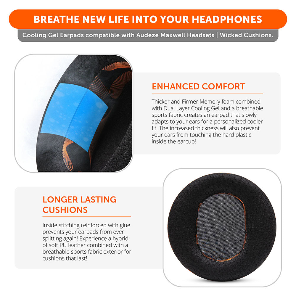 Apos Audio Wicked Cushions Cooling Gel Ear Pads Audeze Maxwell Earpads - WC FreeZe Cooling Gel