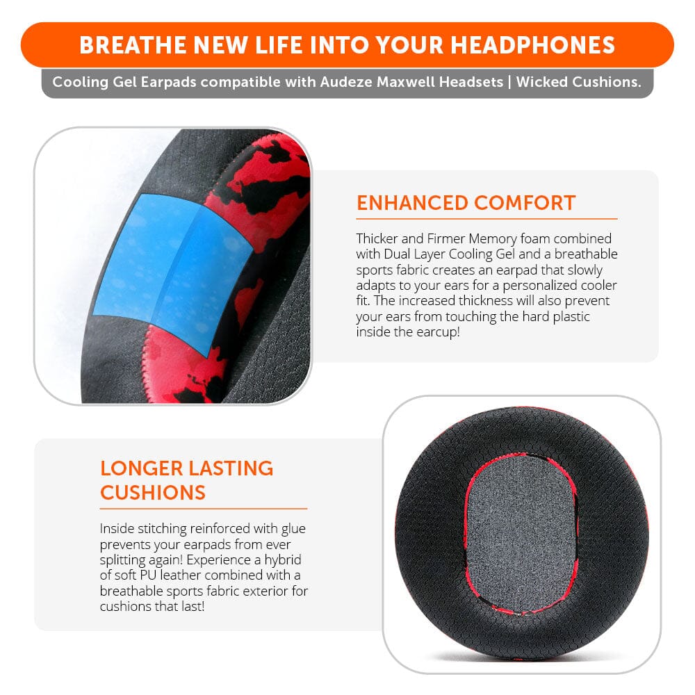 Apos Audio Wicked Cushions Cooling Gel Ear Pads Audeze Maxwell Earpads - WC FreeZe Cooling Gel