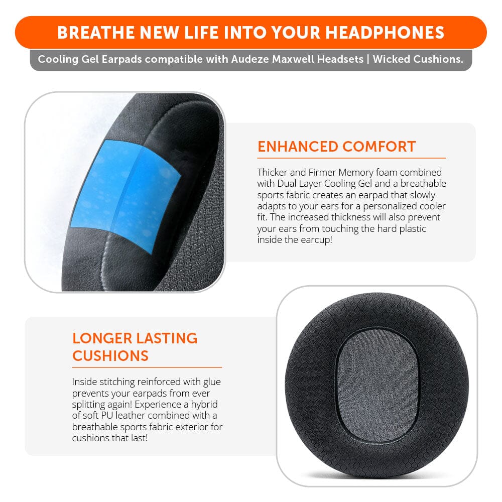 Apos Audio Wicked Cushions Cooling Gel Ear Pads Audeze Maxwell Earpads - WC FreeZe Cooling Gel
