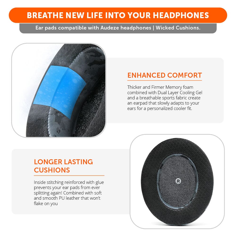 Apos Audio Wicked Cushions Cooling Gel Ear Pads Audeze Penrose & Mobius Earpads - WC FreeZe Cooling Gel