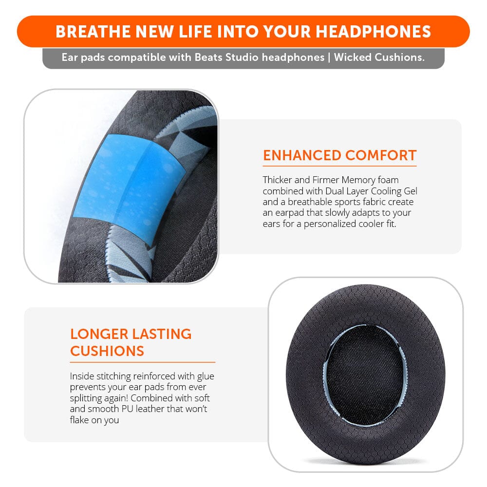 Apos Audio Wicked Cushions Cooling Gel Ear Pads Beats Studio Earpads - WC FreeZe Cooling Gel