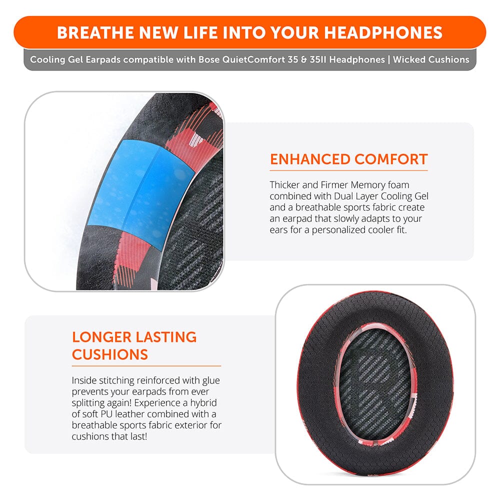 Apos Audio Wicked Cushions Cooling Gel Ear Pads Bose QC35 Cooling Gel Earpads - WC FreeZe