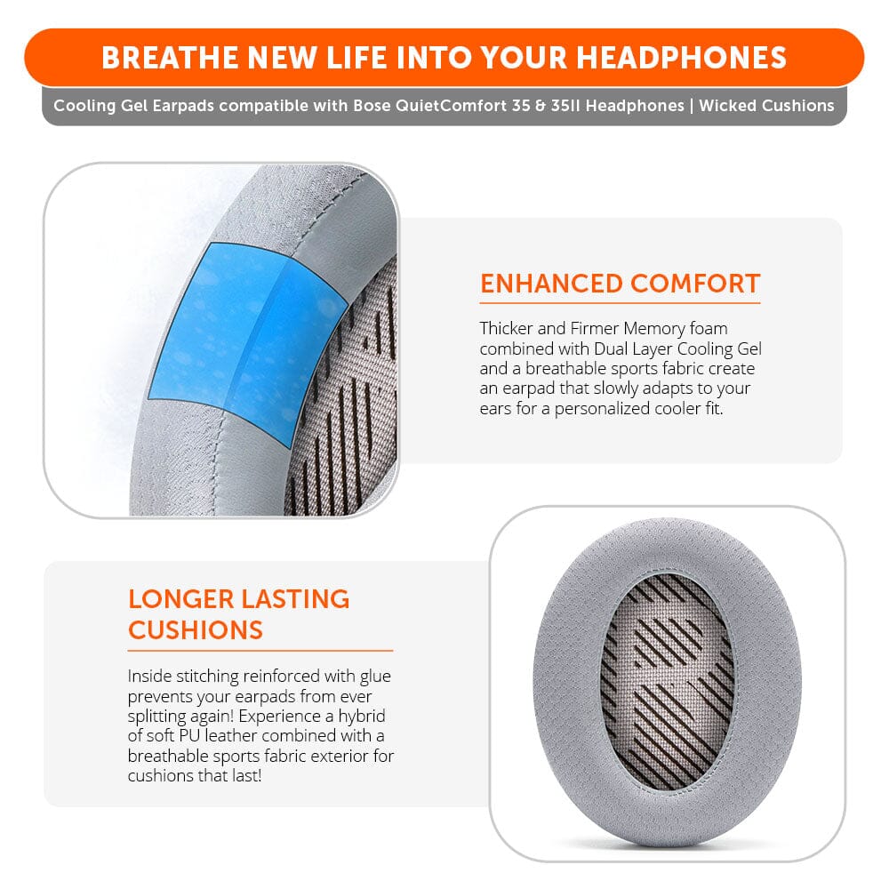 Apos Audio Wicked Cushions Cooling Gel Ear Pads Bose QC35 Cooling Gel Earpads - WC FreeZe