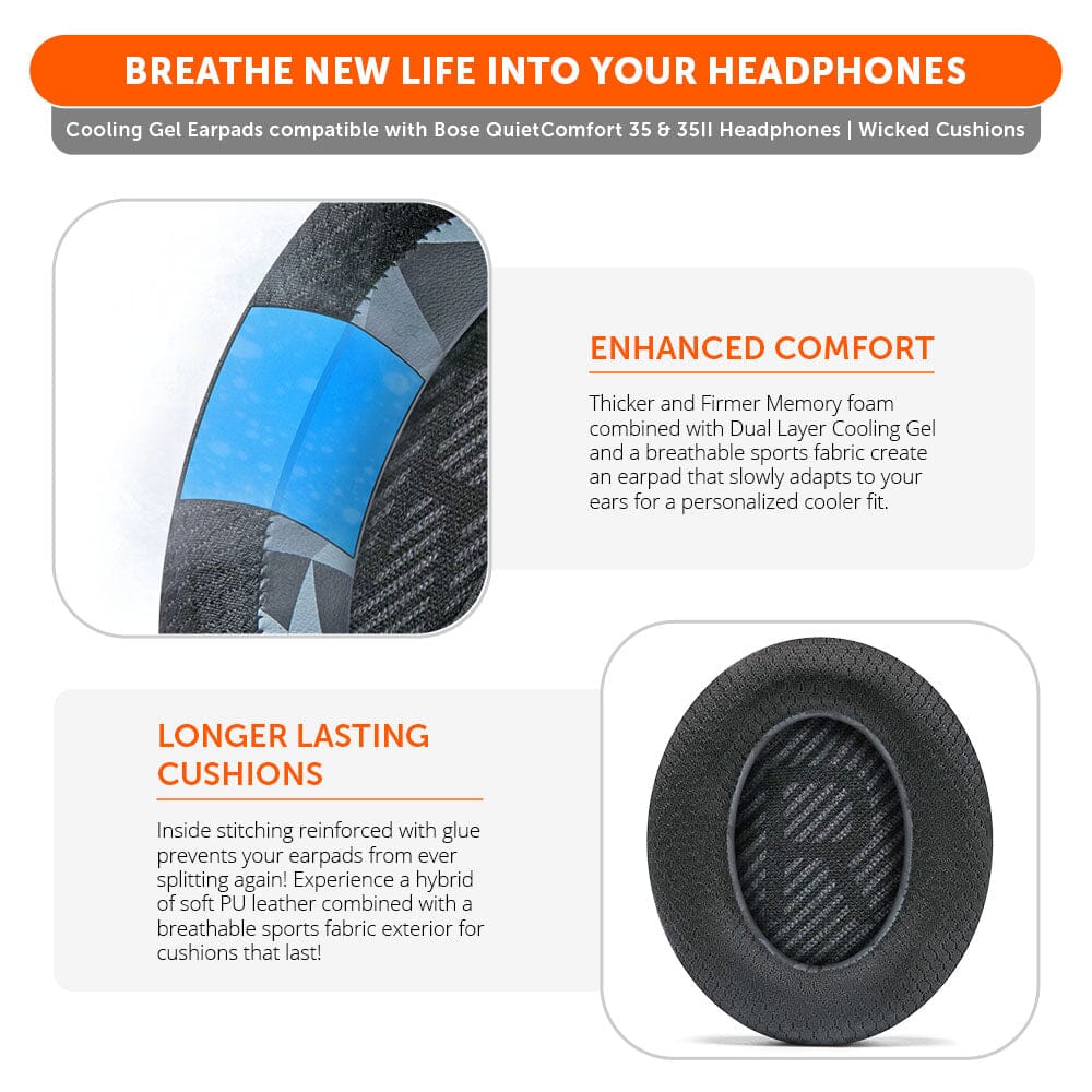 Apos Audio Wicked Cushions Cooling Gel Ear Pads Bose QC35 Cooling Gel Earpads - WC FreeZe