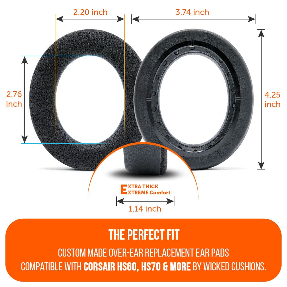 Apos Audio Wicked Cushions Cooling Gel Ear Pads Corsair HS50, HS60, and HS70 Earpads - WC FreeZe Cooling Gel
