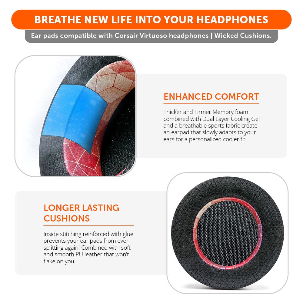 Apos Audio Wicked Cushions Cooling Gel Ear Pads Corsair Virtuoso Earpads - WC FreeZe Cooling Gel