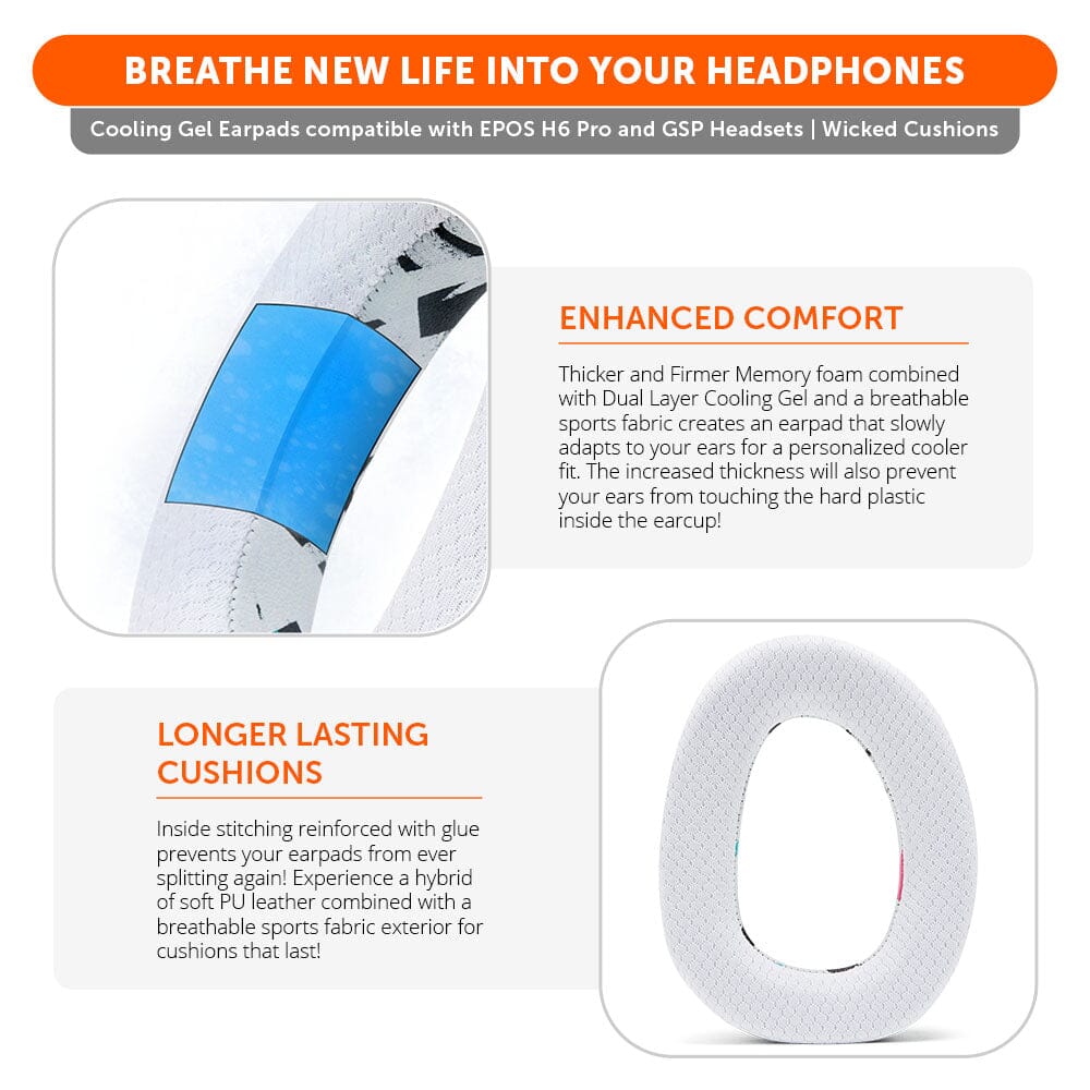Apos Audio Wicked Cushions Cooling Gel Ear Pads EPOS H6 Pro & GSP Headset Earpads - WC FreeZe Cooling Gel