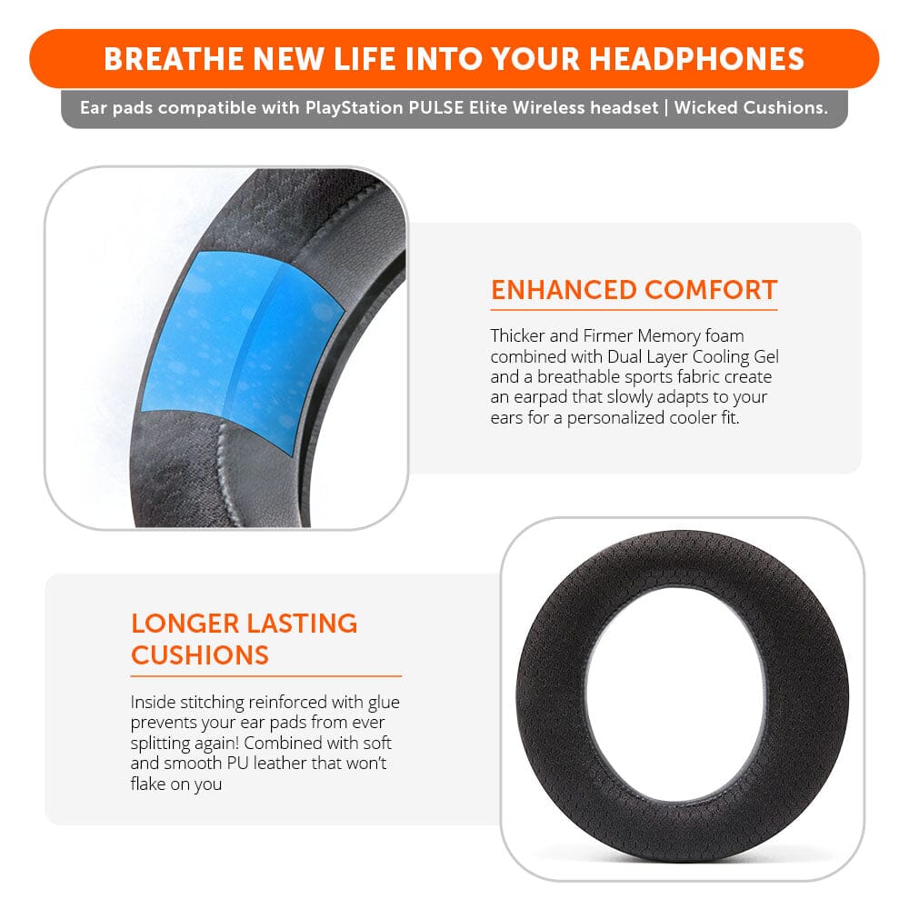 Apos Audio Wicked Cushions Cooling Gel Ear Pads PlayStation Pulse Elite Cooling Gel Earpads - WC FreeZe Pulse Elite
