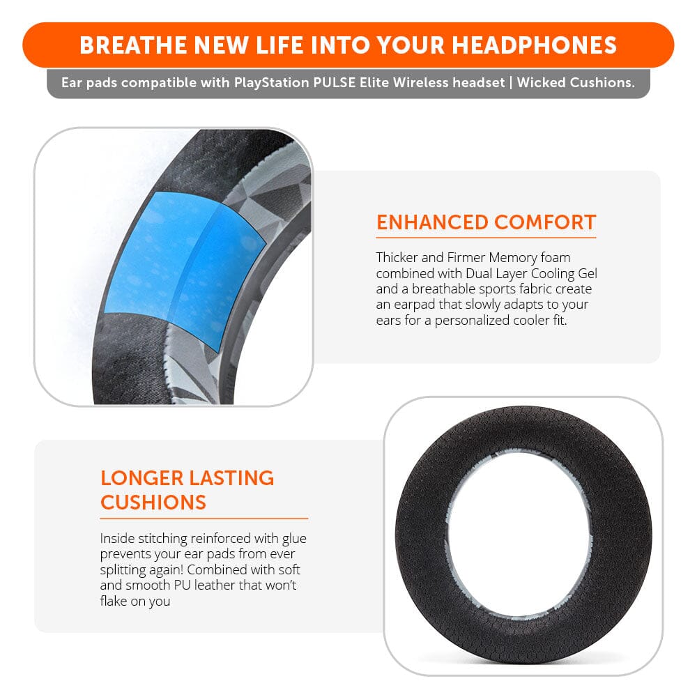 Apos Audio Wicked Cushions Cooling Gel Ear Pads PlayStation Pulse Elite Cooling Gel Earpads - WC FreeZe Pulse Elite