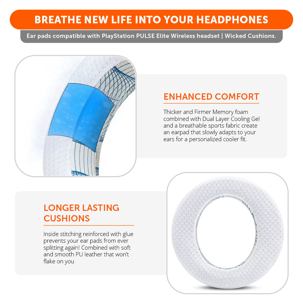 Apos Audio Wicked Cushions Cooling Gel Ear Pads PlayStation Pulse Elite Cooling Gel Earpads - WC FreeZe Pulse Elite