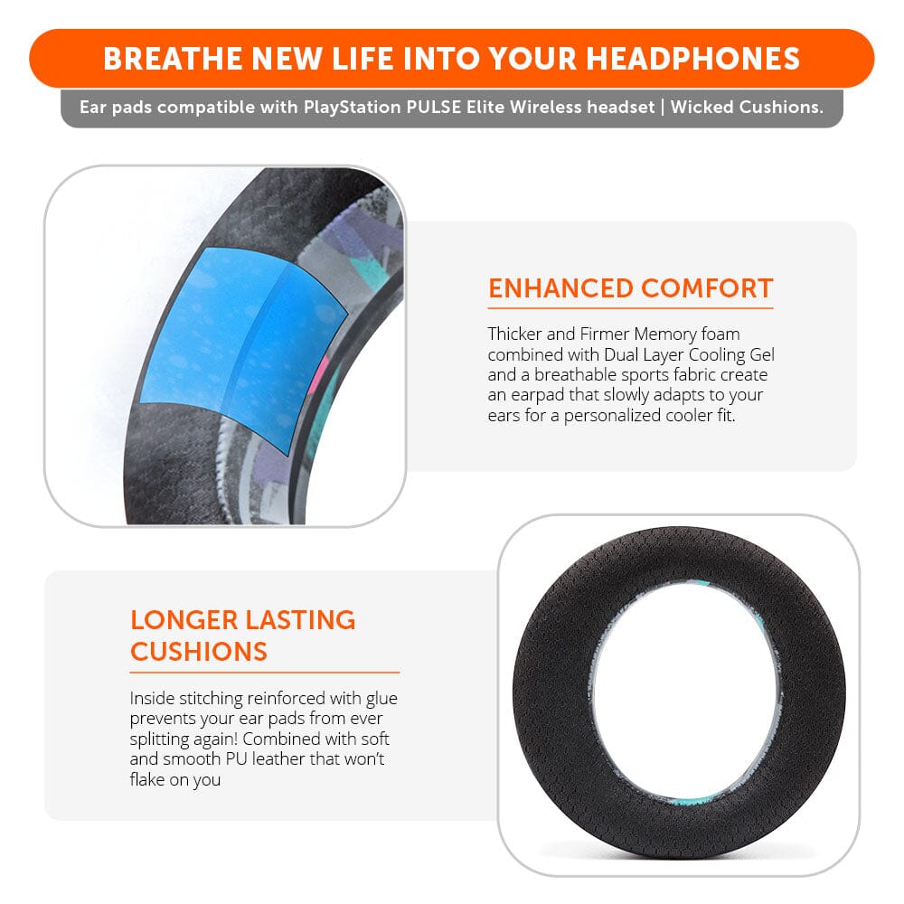 Apos Audio Wicked Cushions Cooling Gel Ear Pads PlayStation Pulse Elite Cooling Gel Earpads - WC FreeZe Pulse Elite