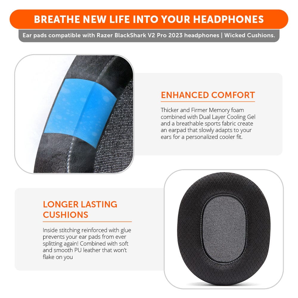 Apos Audio Wicked Cushions Cooling Gel Ear Pads Razer Blackshark V2 Pro 2023 Earpads - WC FreeZe Cooling Gel