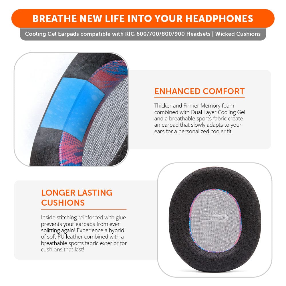Apos Audio Wicked Cushions Cooling Gel Ear Pads RIG 600, 700, 800 & 900 Series Earpads - WC FreeZe Cooling Gel