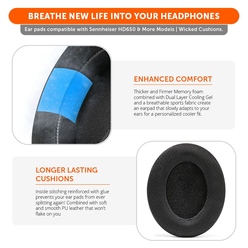 Apos Audio Wicked Cushions Cooling Gel Ear Pads Sennheiser HD6XX & HD600 Gel Earpads - WC FreeZe HD