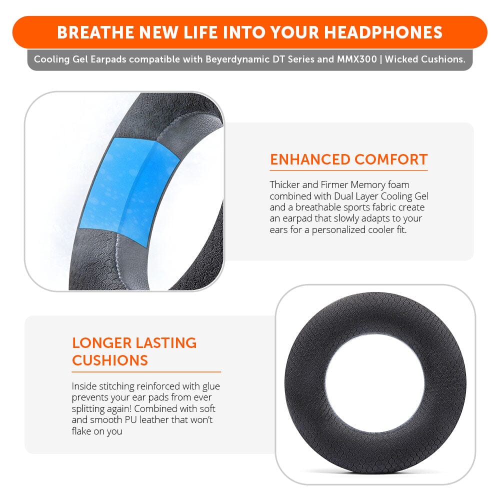 Apos Audio Wicked Cushions Cooling Gel Ear Pads WC FreeZe DT770 - Cooling Gel Ear Pads for Beyerdynamic Headphones