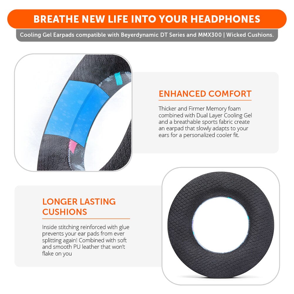 Apos Audio Wicked Cushions Cooling Gel Ear Pads WC FreeZe DT770 - Cooling Gel Ear Pads for Beyerdynamic Headphones