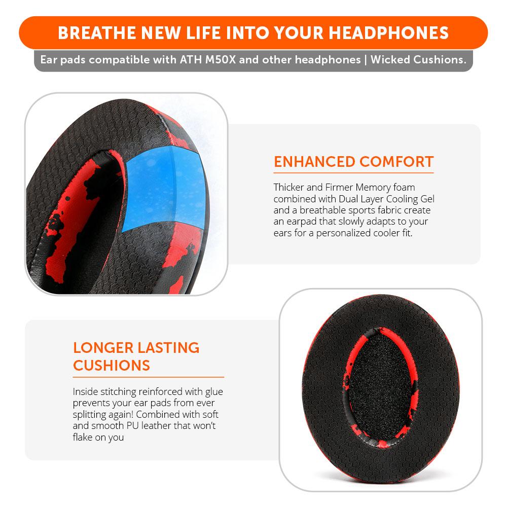 Apos Audio Wicked Cushions Cooling Gel Ear Pads WC FreeZe - Hybrid Cooling Gel Infused Ear Pads for ATH M50X