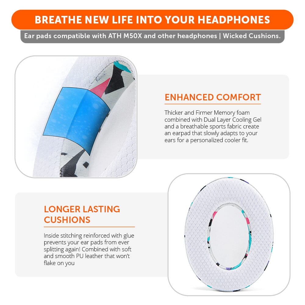 Apos Audio Wicked Cushions Cooling Gel Ear Pads WC FreeZe - Hybrid Cooling Gel Infused Ear Pads for ATH M50X