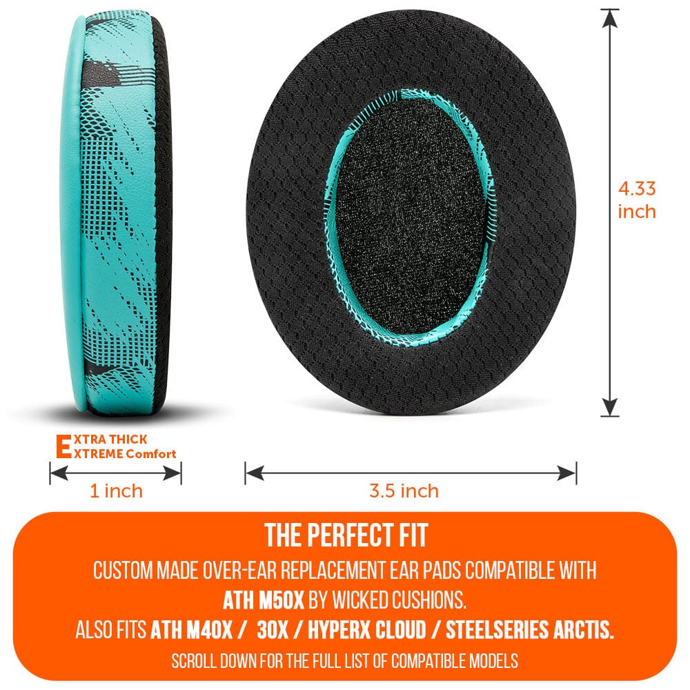 Apos Audio Wicked Cushions Cooling Gel Ear Pads WC FreeZe - Hybrid Cooling Gel Infused Ear Pads for ATH M50X