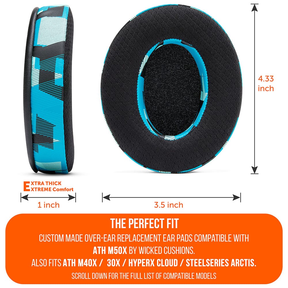 Apos Audio Wicked Cushions Cooling Gel Ear Pads WC FreeZe - Hybrid Cooling Gel Infused Ear Pads for ATH M50X