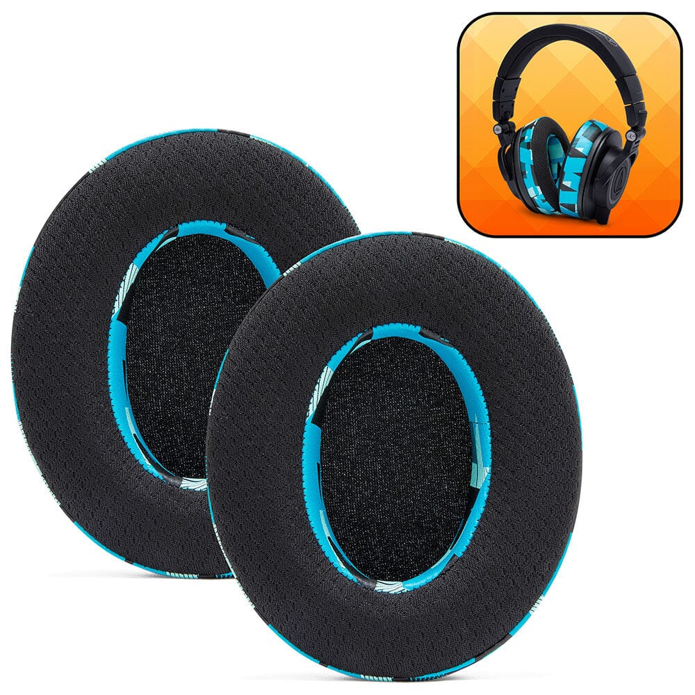 Apos Audio Wicked Cushions Cooling Gel Ear Pads WC FreeZe - Hybrid Cooling Gel Infused Ear Pads for ATH M50X Cyan Prism