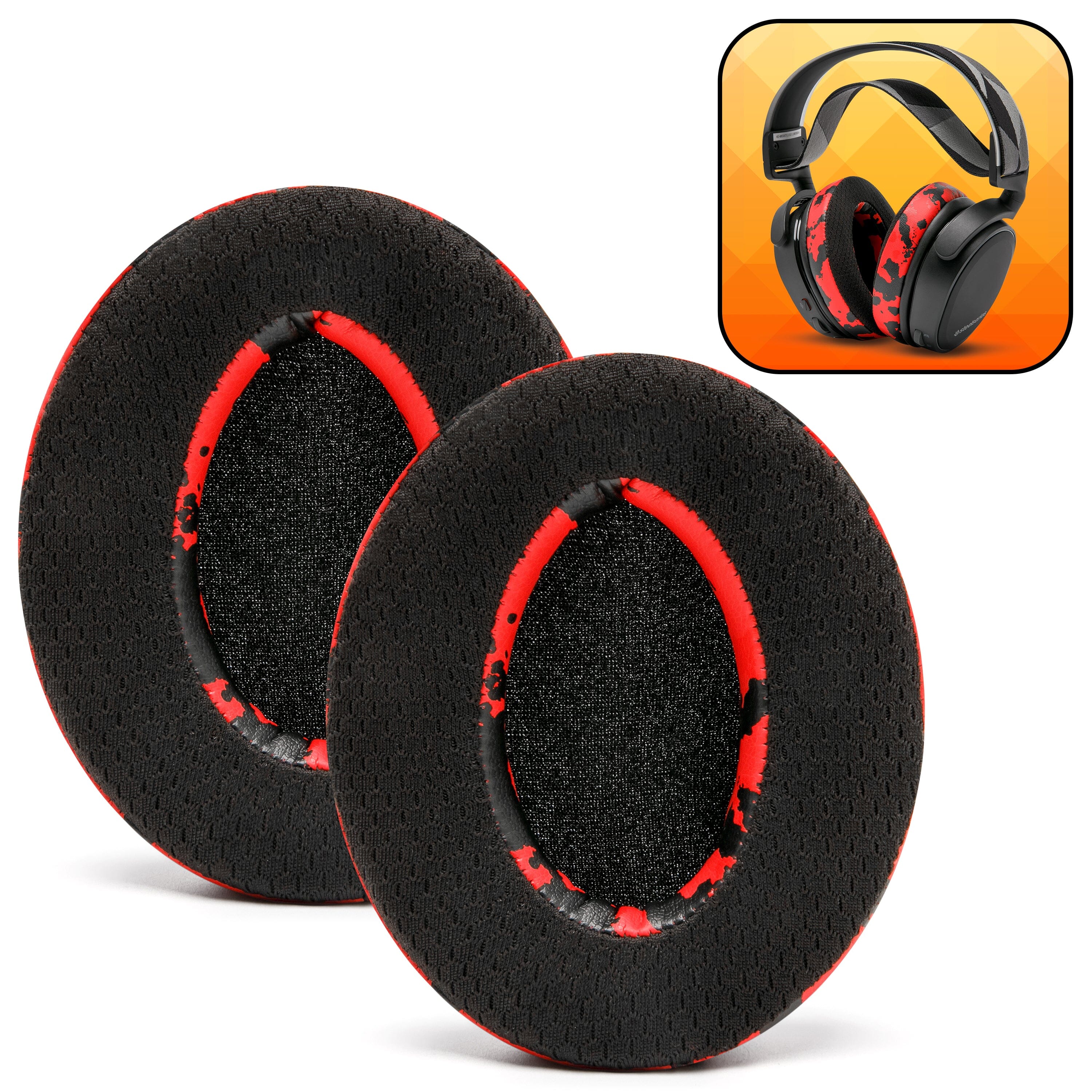 Apos Audio Wicked Cushions Cooling Gel Ear Pads WC FreeZe - Hybrid Cooling Gel Infused Ear Pads for ATH M50X Red Camo