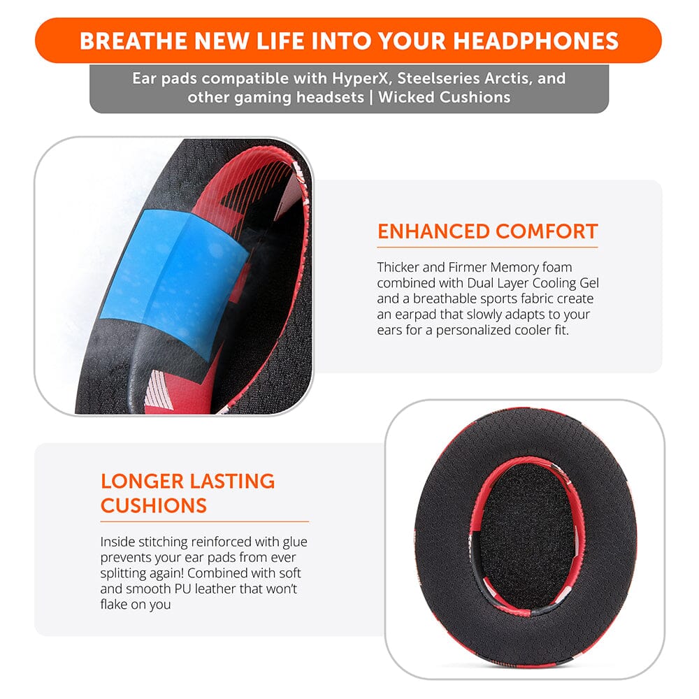 Apos Audio Wicked Cushions Cooling Gel Ear Pads WC FreeZe - Hybrid Cooling Gel Infused Gaming Earpads