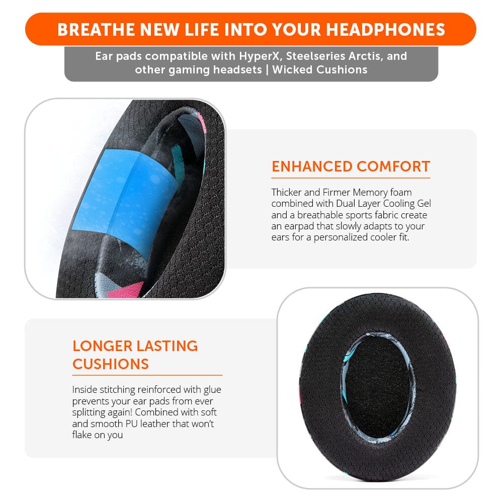 Apos Audio Wicked Cushions Cooling Gel Ear Pads WC FreeZe - Hybrid Cooling Gel Infused Gaming Earpads