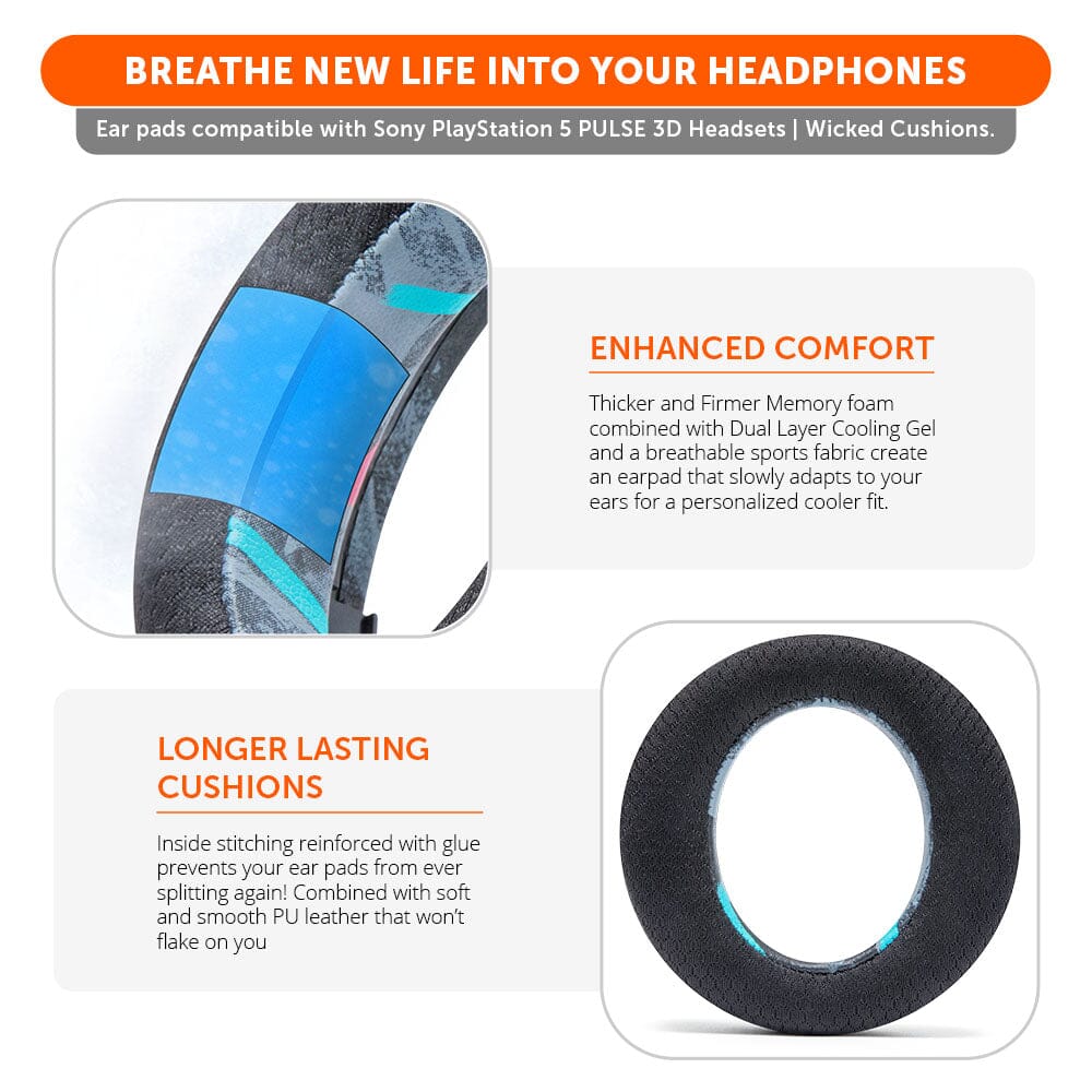 Apos Audio Wicked Cushions Cooling Gel Ear Pads WC FreeZe Pulse 3D - Cooling Gel Earpads For PS5 Pulse 3D Headset