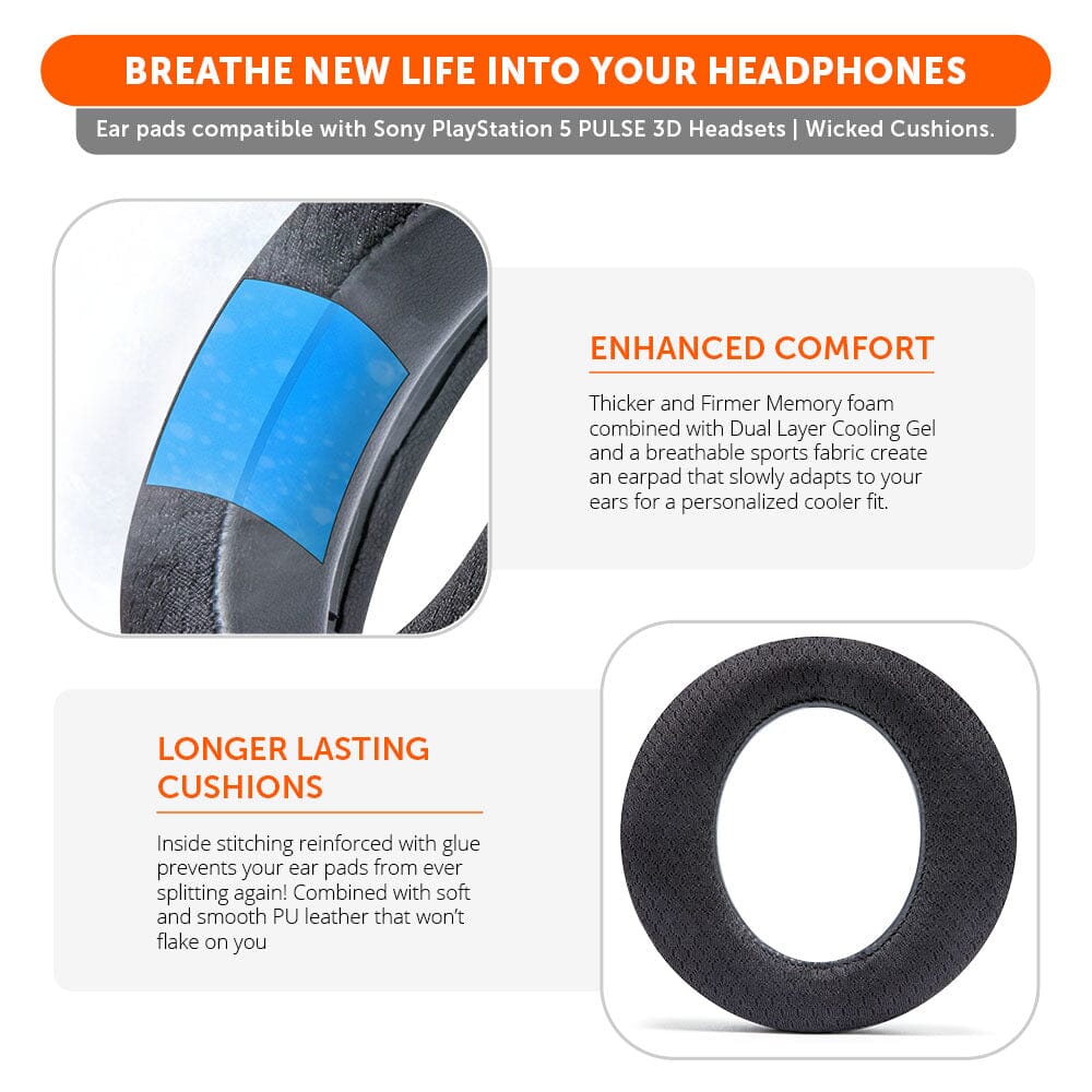 Apos Audio Wicked Cushions Cooling Gel Ear Pads WC FreeZe Pulse 3D - Cooling Gel Earpads For PS5 Pulse 3D Headset
