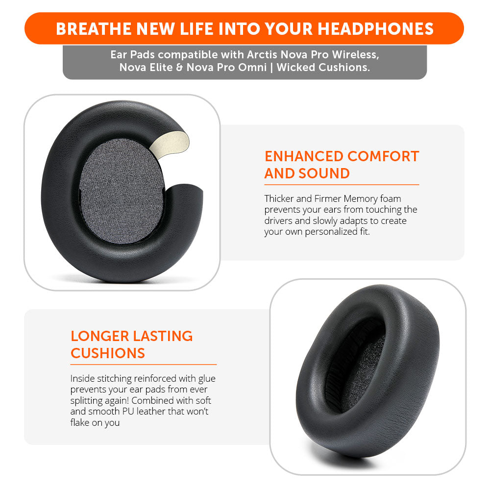 Apos Audio Wicked Cushions Ear Pads Arctis Nova Pro Wireless, Nova Elite & Nova Pro Omni Earpads - WC PadZ Nova Pro Wireless