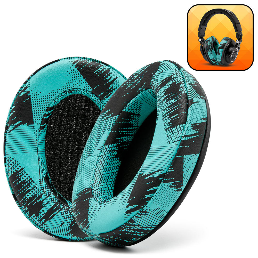 Apos Audio Wicked Cushions Ear Pads ATH M50X Earpads SpeedRacer Cyan