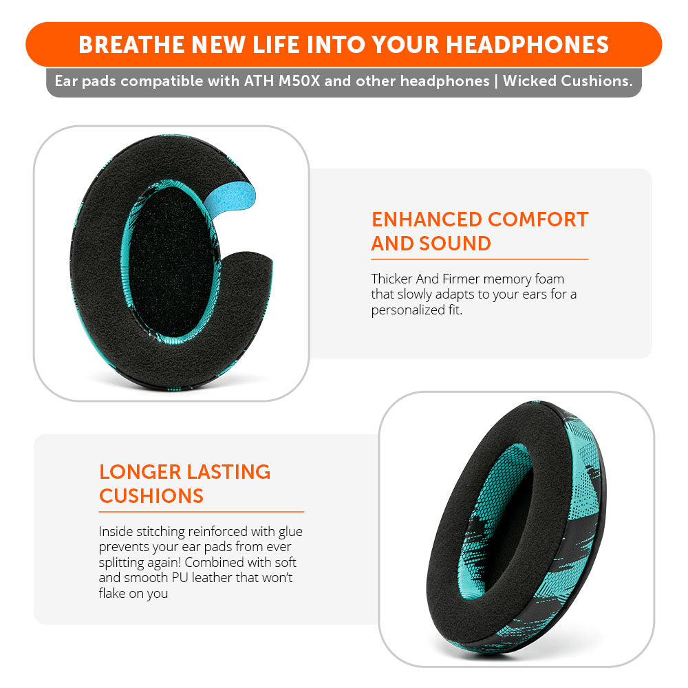 Apos Audio Wicked Cushions Ear Pads ATH M50X Earpads - Velour Hybrid