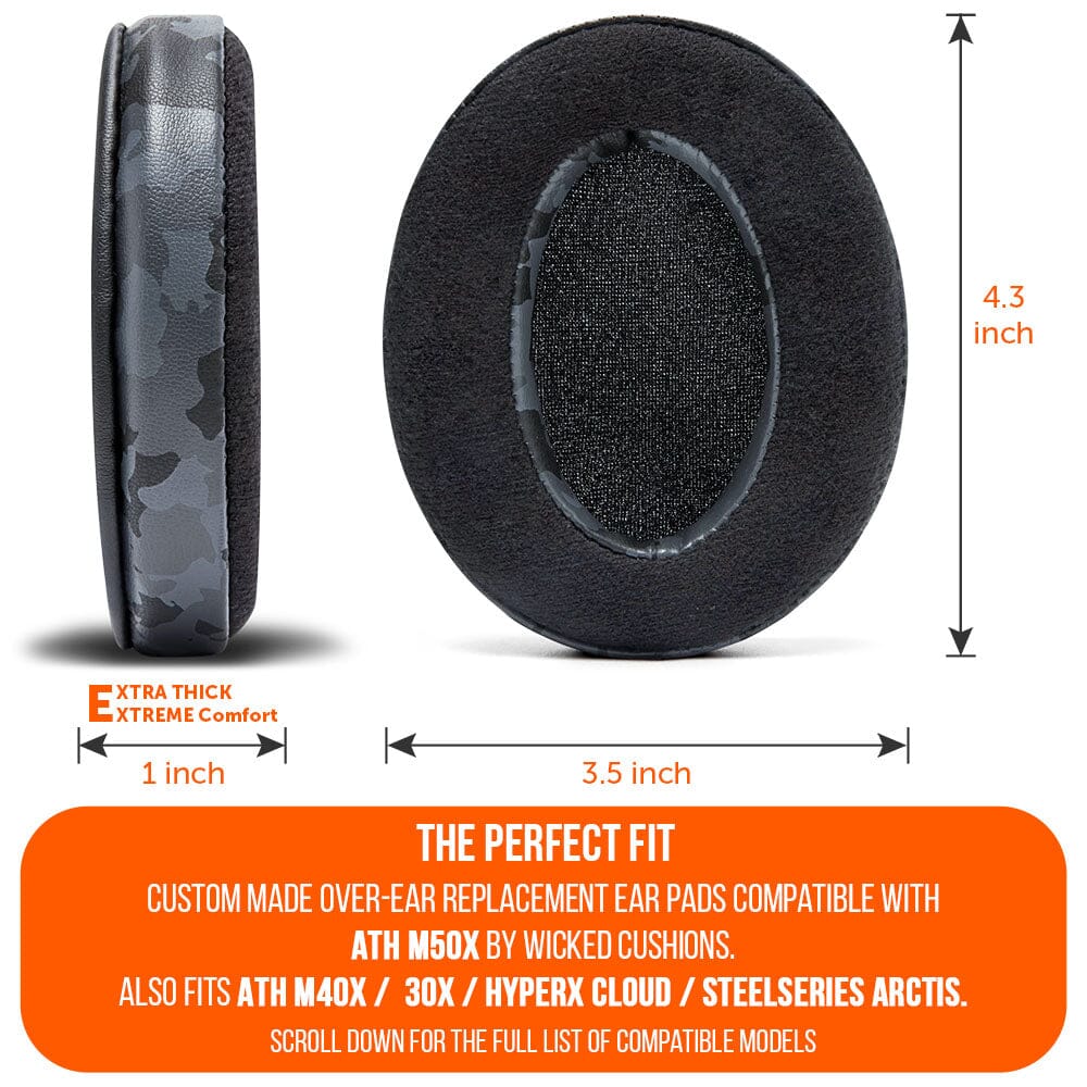 Apos Audio Wicked Cushions Ear Pads ATH M50X Earpads - Velour Hybrid