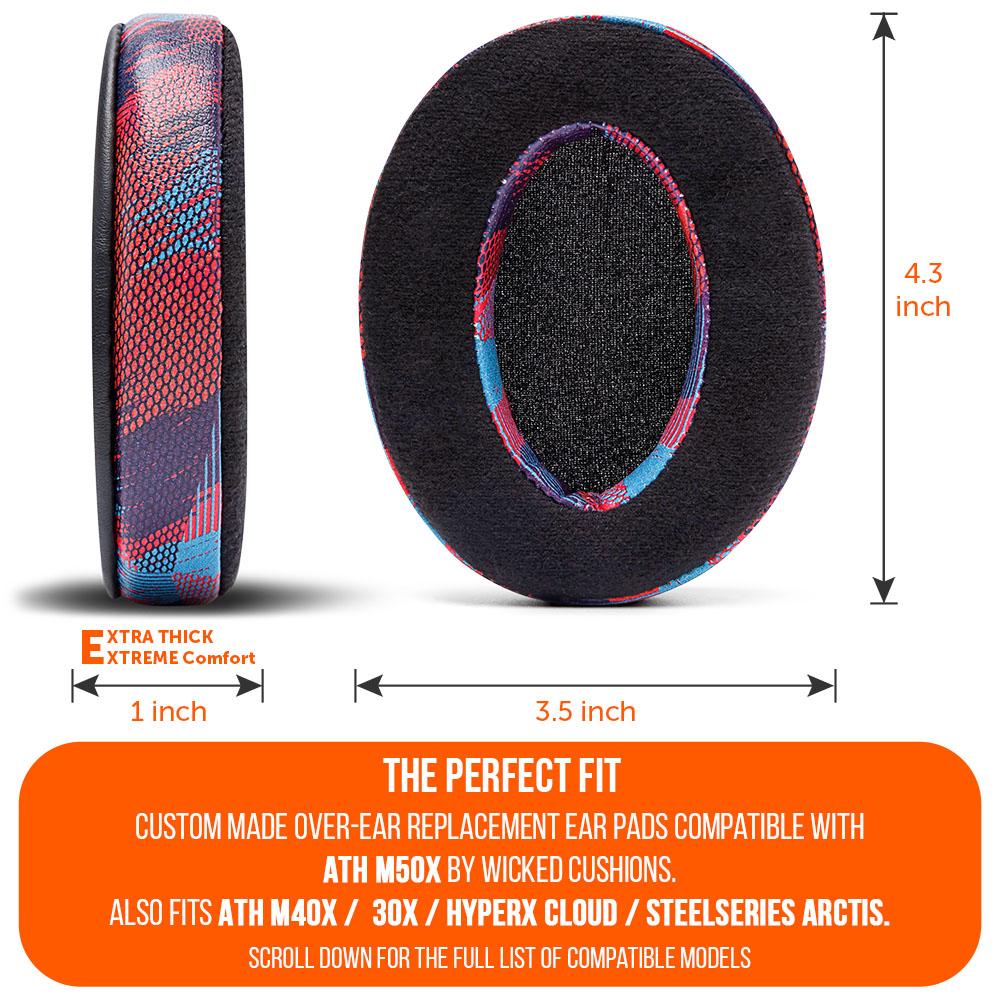 Apos Audio Wicked Cushions Ear Pads ATH M50X Earpads - Velour Hybrid