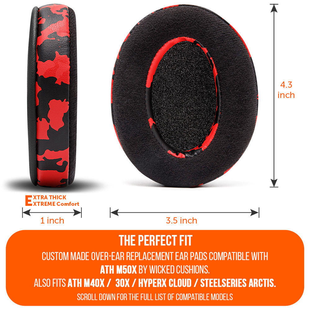 Apos Audio Wicked Cushions Ear Pads ATH M50X Earpads - Velour Hybrid