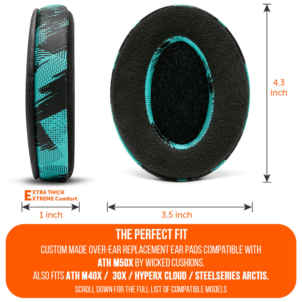 Apos Audio Wicked Cushions Ear Pads ATH M50X Earpads - Velour Hybrid