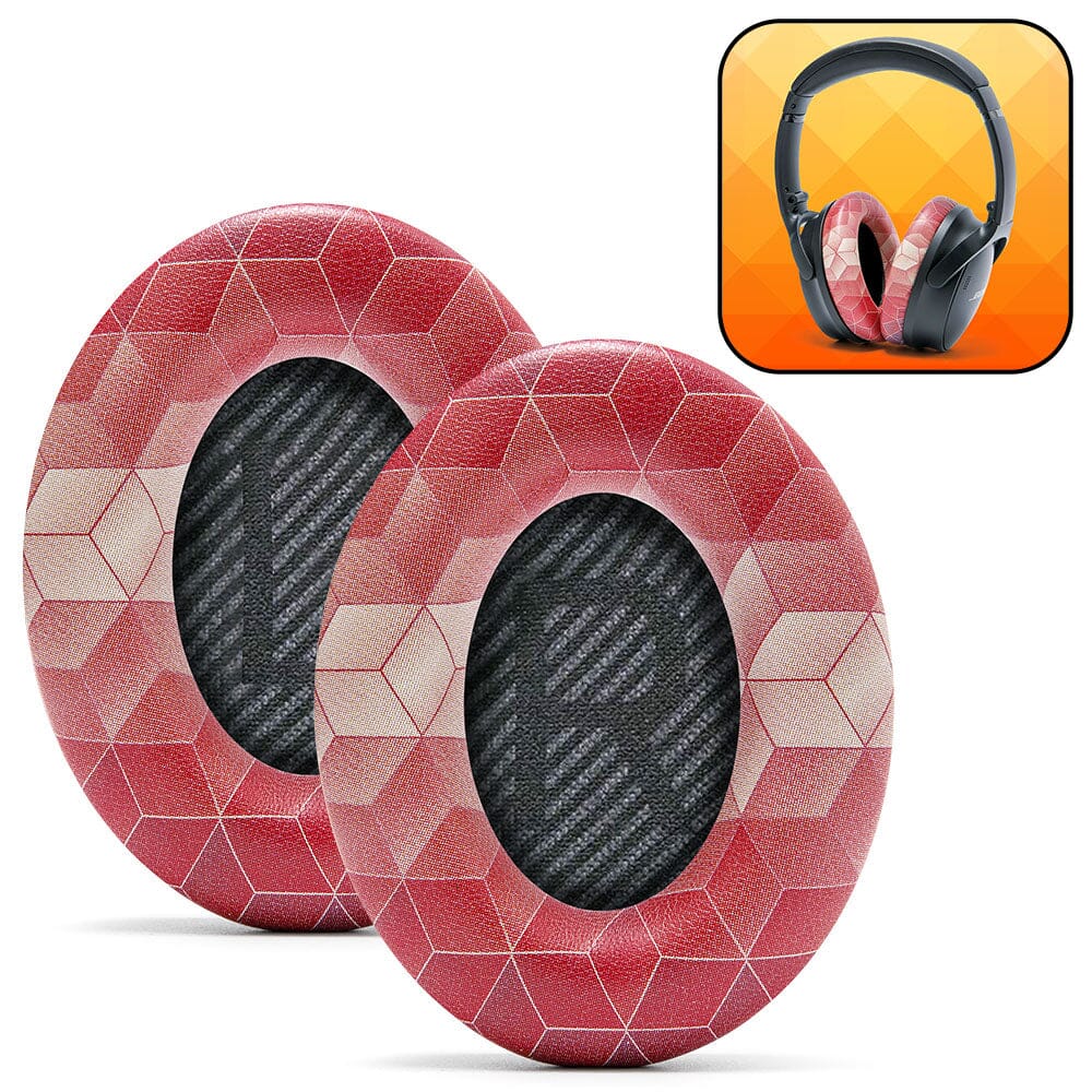 Apos Audio Wicked Cushions Ear Pads Bose QC35 Replacement Ear Pads Hex Red
