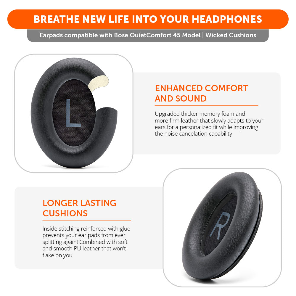 Apos Audio Wicked Cushions Ear Pads Bose QC45 Replacement Ear Pads