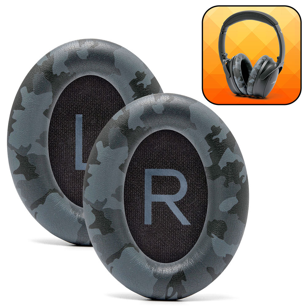 Apos Audio Wicked Cushions Ear Pads Bose QC45 Replacement Ear Pads Black Camo