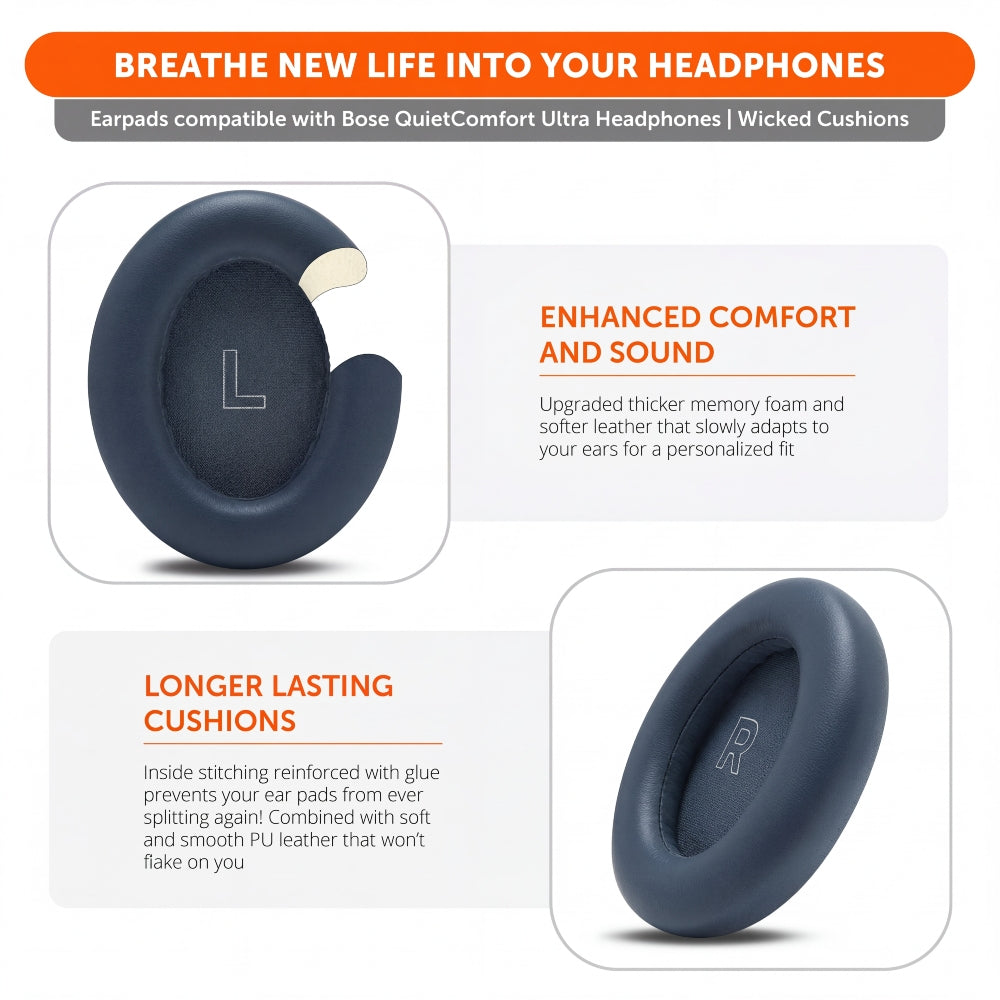 Apos Audio Wicked Cushions Ear Pads Bose QuietComfort Ultra Gen 1 & Gen 2 Earpads - WC PadZ QC Ultra