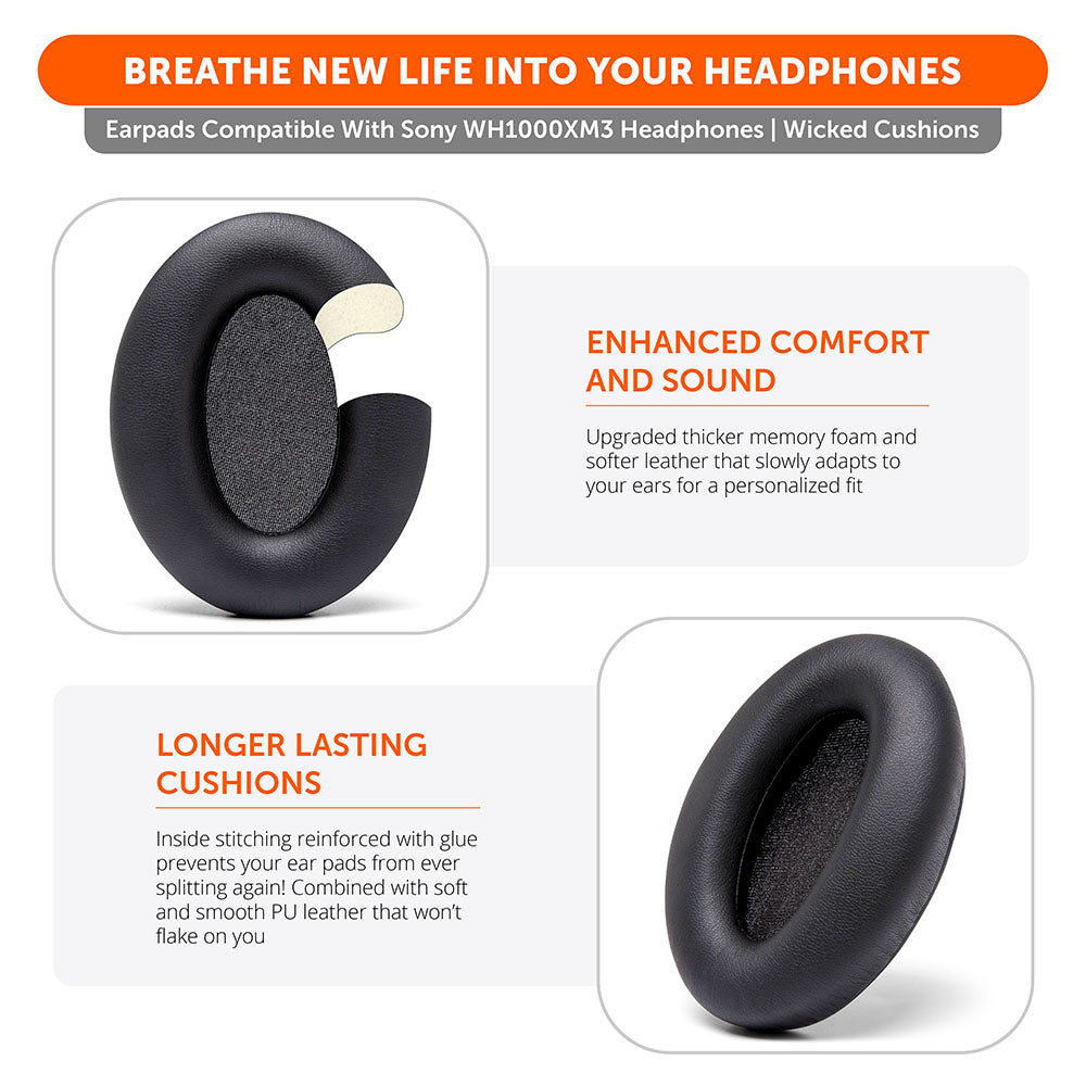 Apos Audio Wicked Cushions Ear Pads Ear Pads For Sony WH1000XM3 Over-Ear Headphones