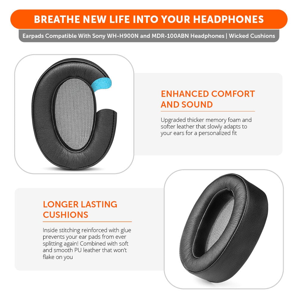 Apos Audio Wicked Cushions Ear Pads Earpads For Sony WH900N Black