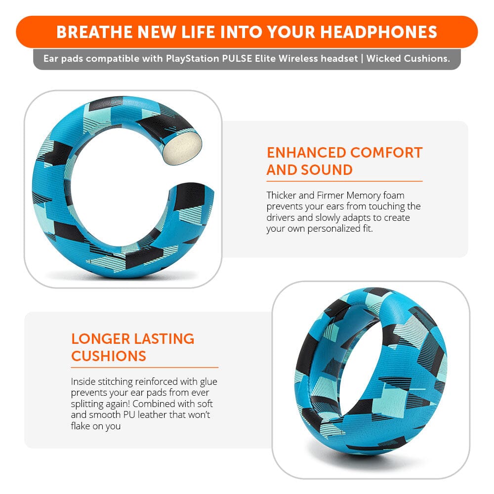 Apos Audio Wicked Cushions Ear Pads PlayStation Pulse Elite PU Leather Earpads - WC PadZ Pulse Elite