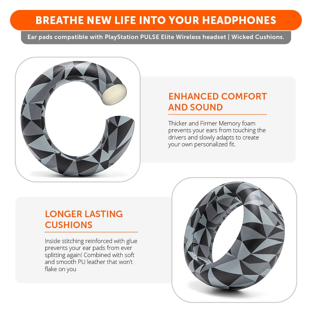 Apos Audio Wicked Cushions Ear Pads PlayStation Pulse Elite PU Leather Earpads - WC PadZ Pulse Elite