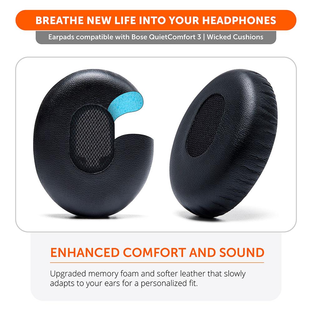 Apos Audio Wicked Cushions Ear Pads Replacement Ear Pads For Bose QC3 Black