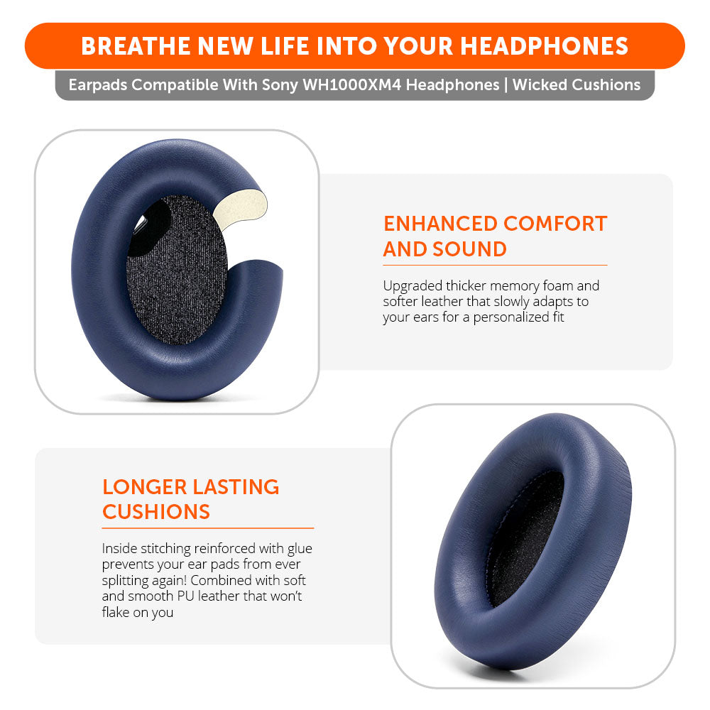 Apos Audio Wicked Cushions Ear Pads Replacement Ear Pads For Sony WH1000XM4 Over-Ear Headphones